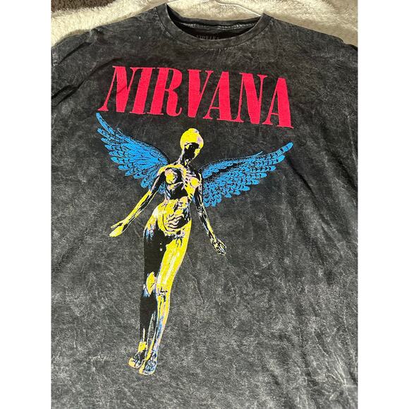 Nirvana In Utero Angel Graphic Tee Black Mineral Wash XL - Picture 4 of 4